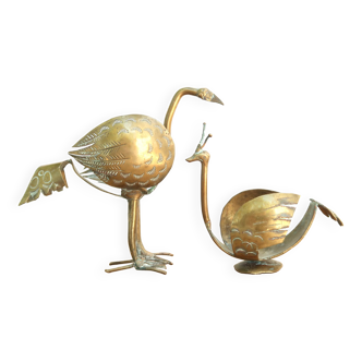 Brass birds, egg holder, 70s