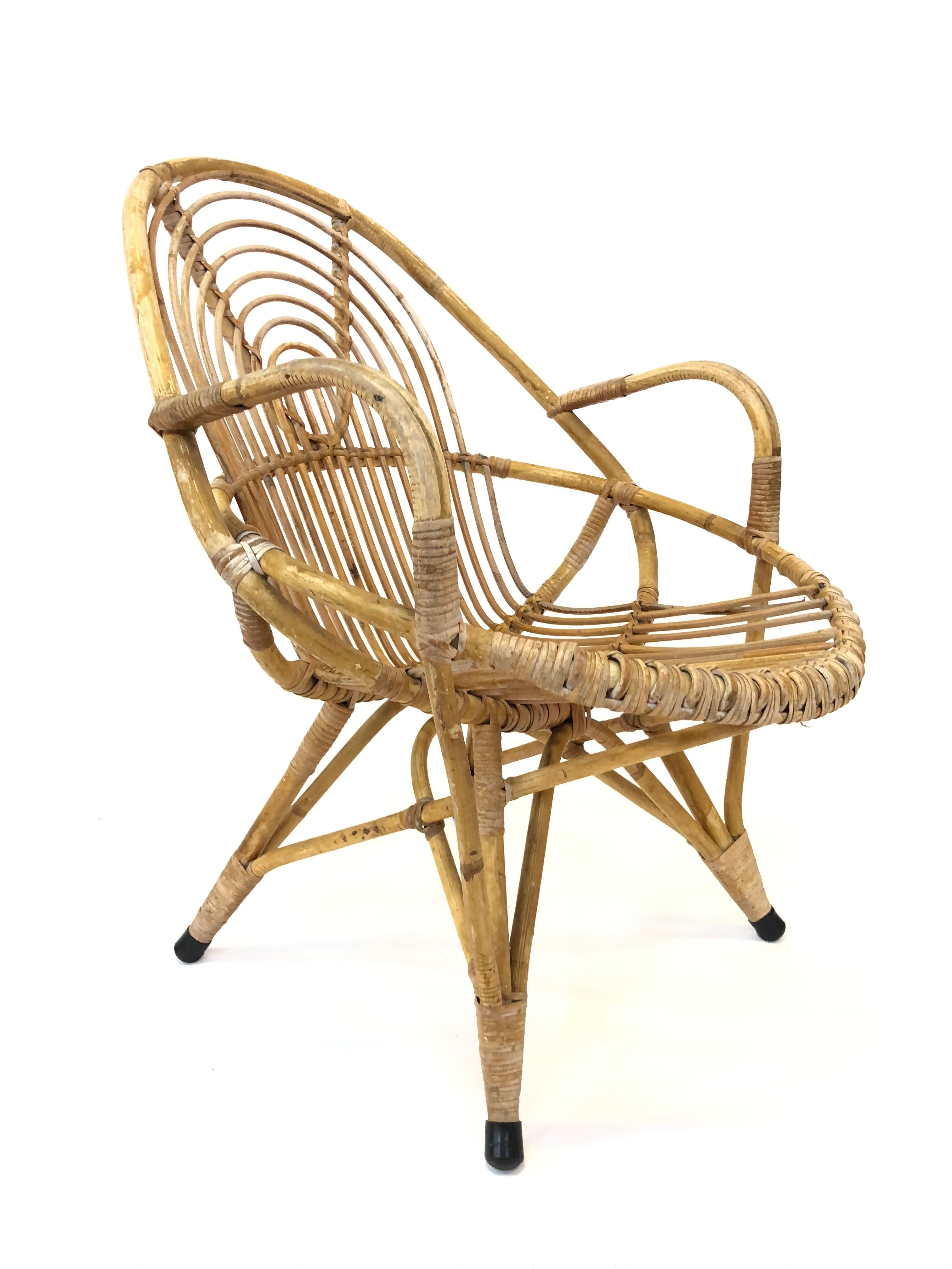 Rattan armchair by Rohe Noordwolde, 1960
