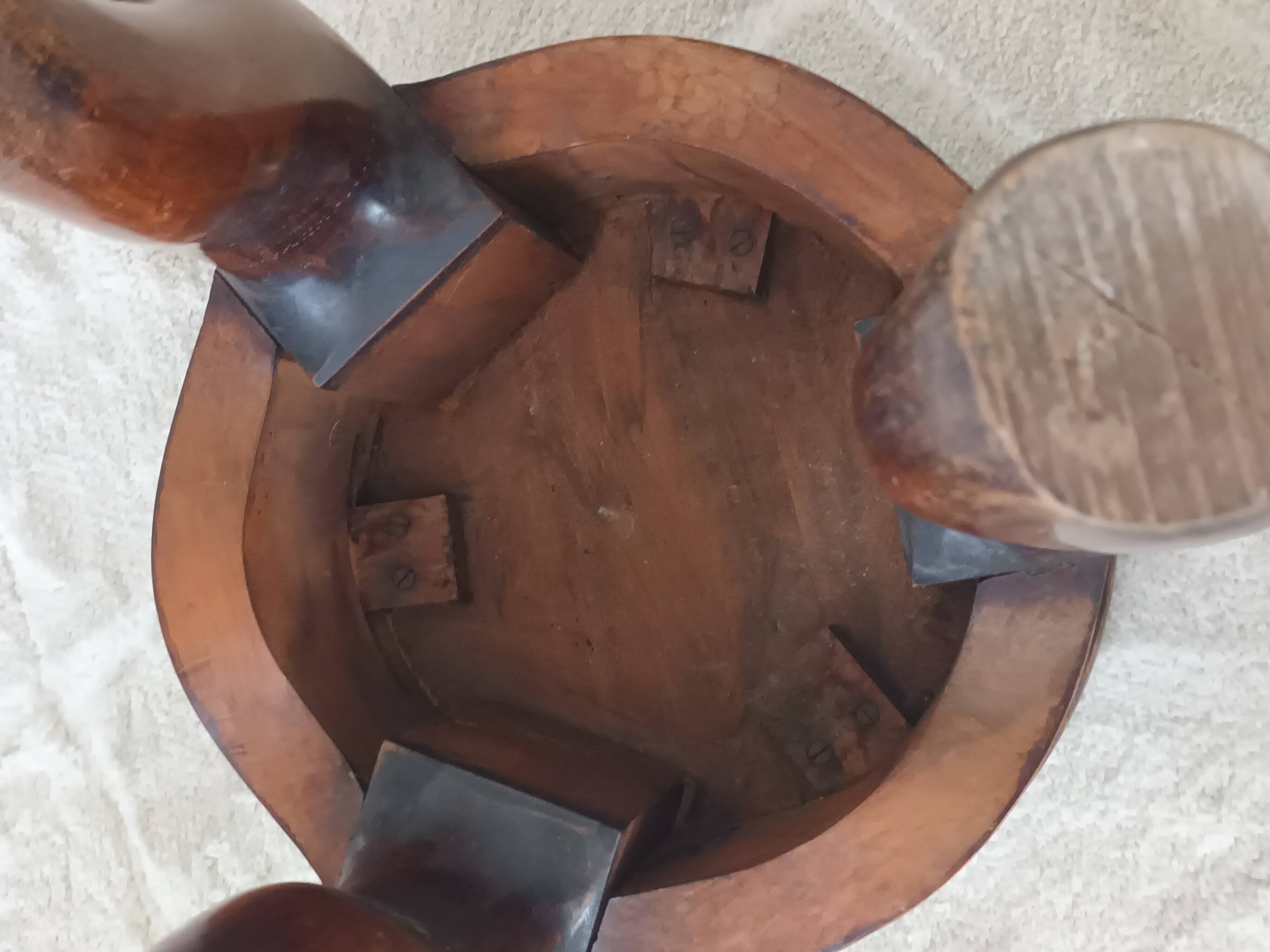 20th-century walnut tripod stool