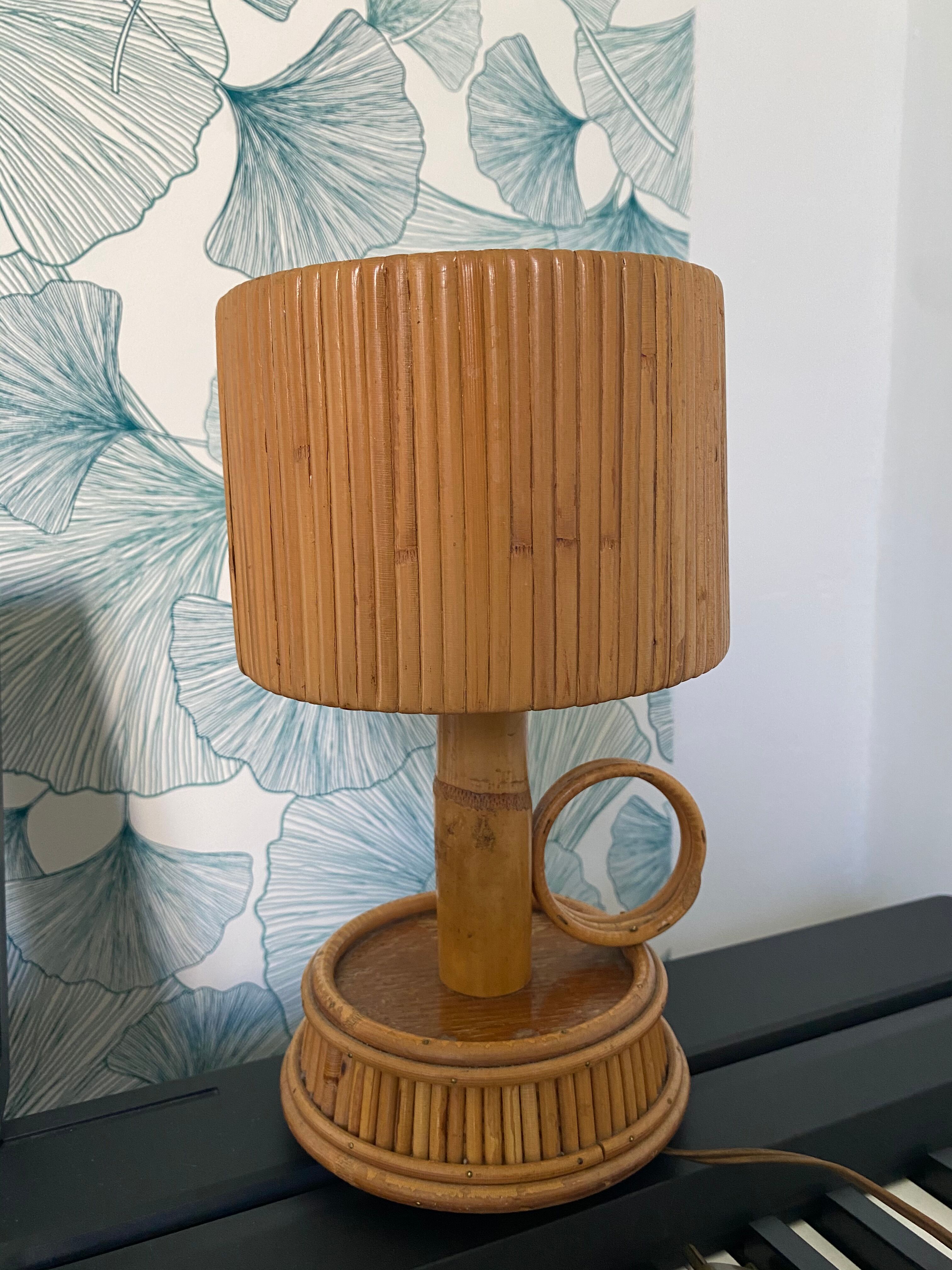 Lampe rotin années 60