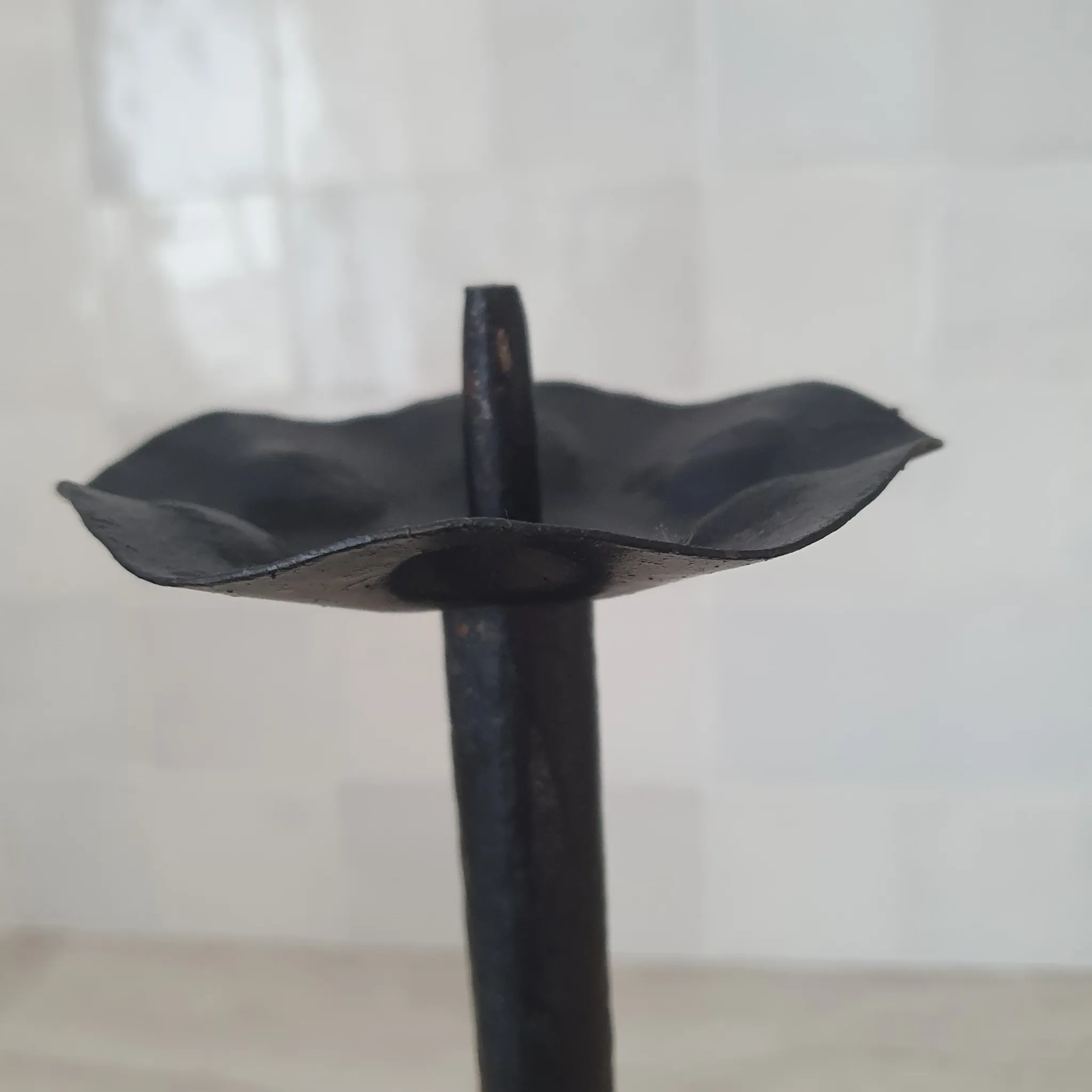 Large metal candlestick in Brutalist style