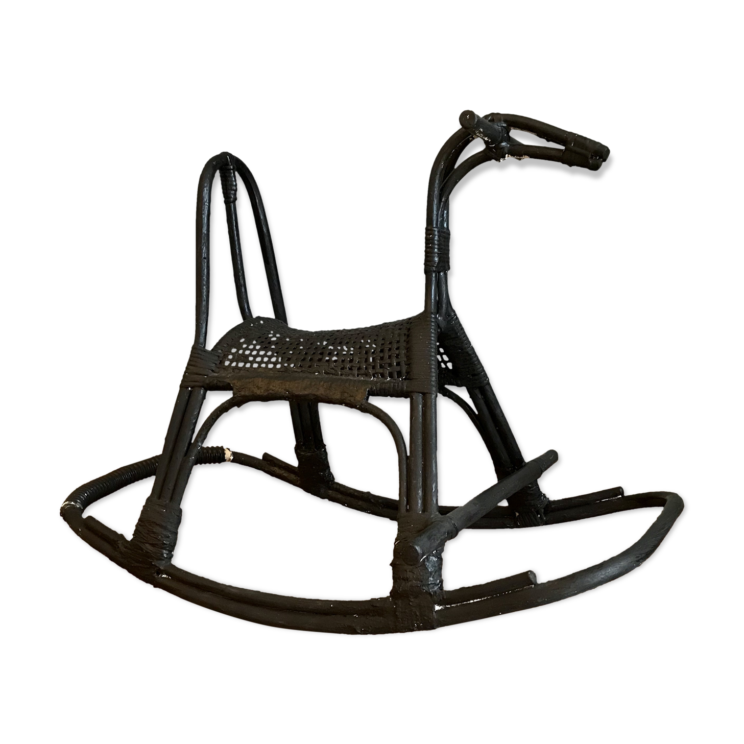Rocking horse in rattan and bamboo