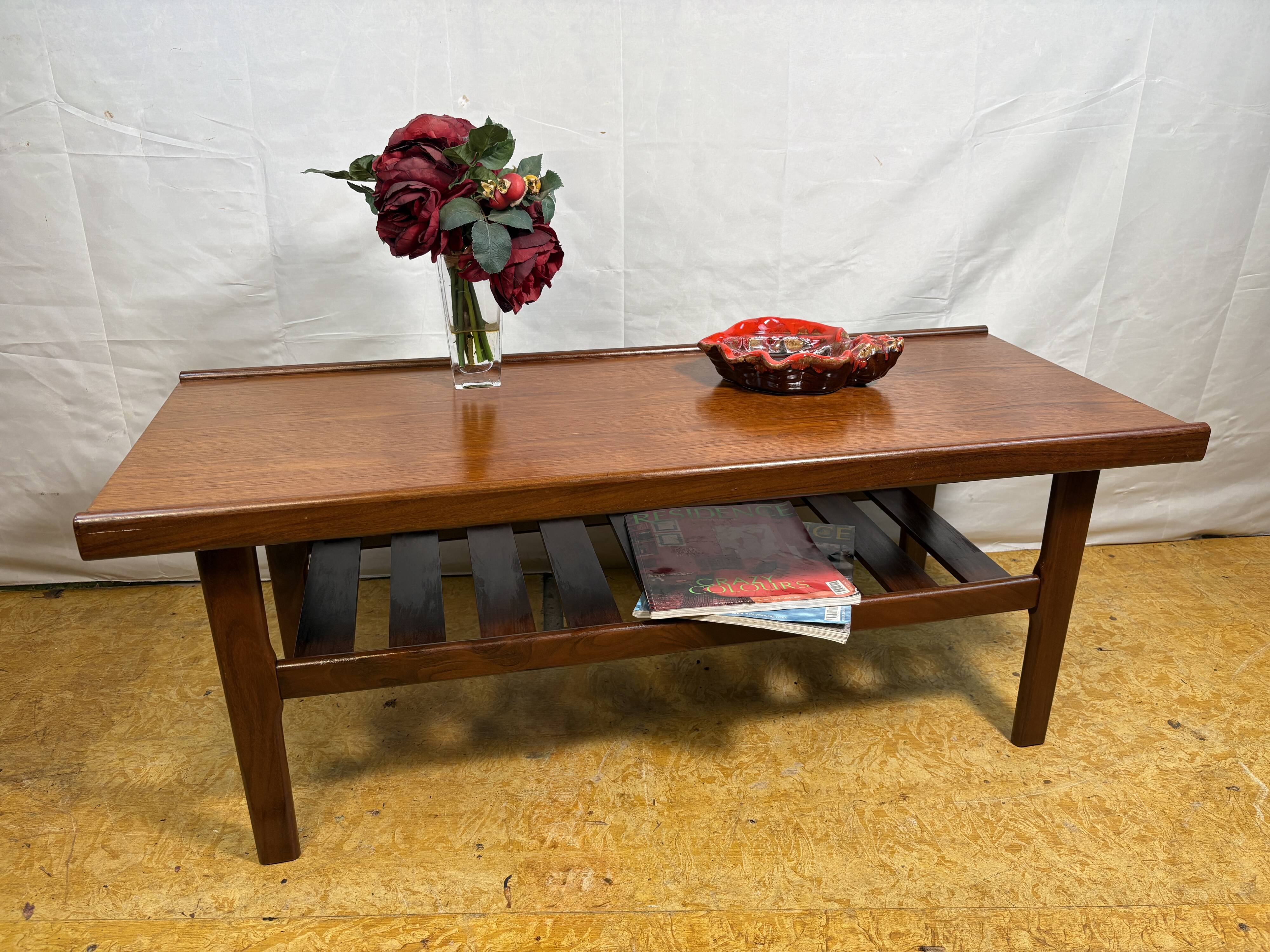 Mid-century retro vintage teak coffee table by myer (1960s) – stylish & fun