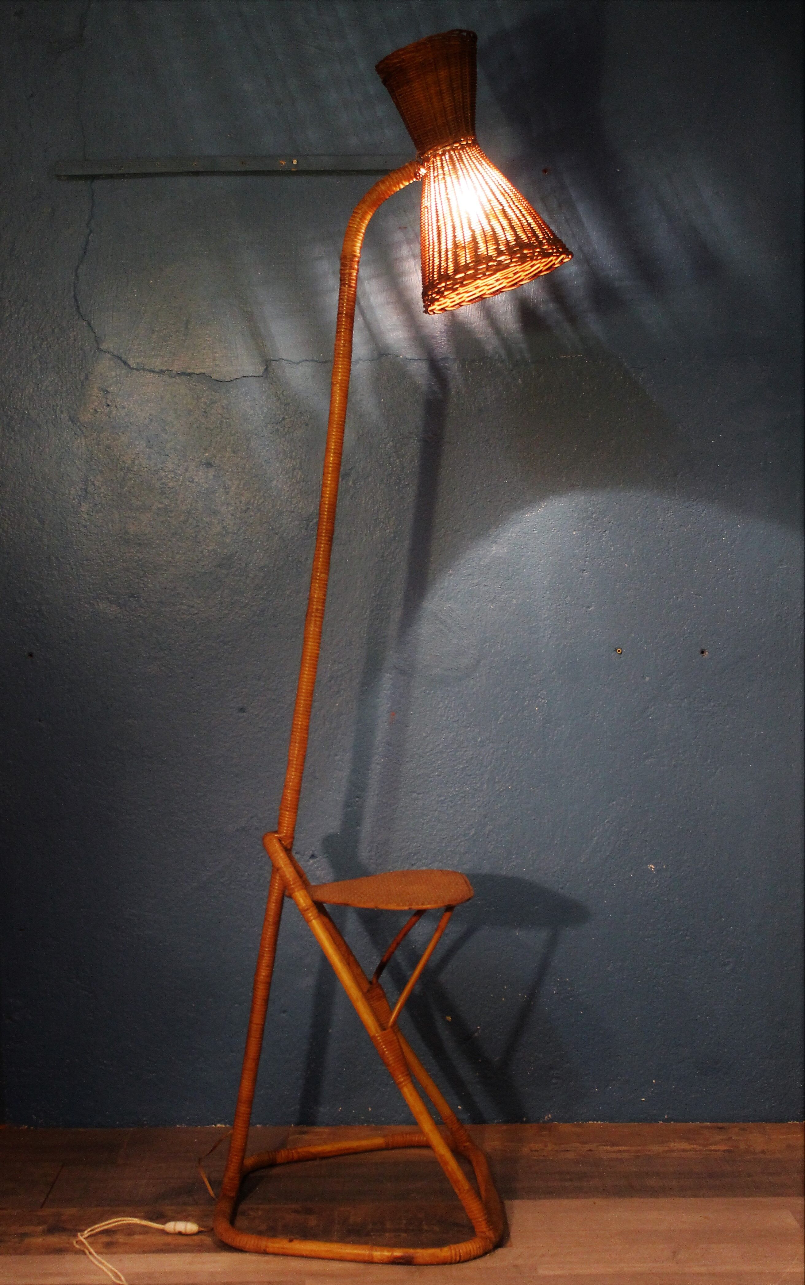 Rattan floor lamp 1950