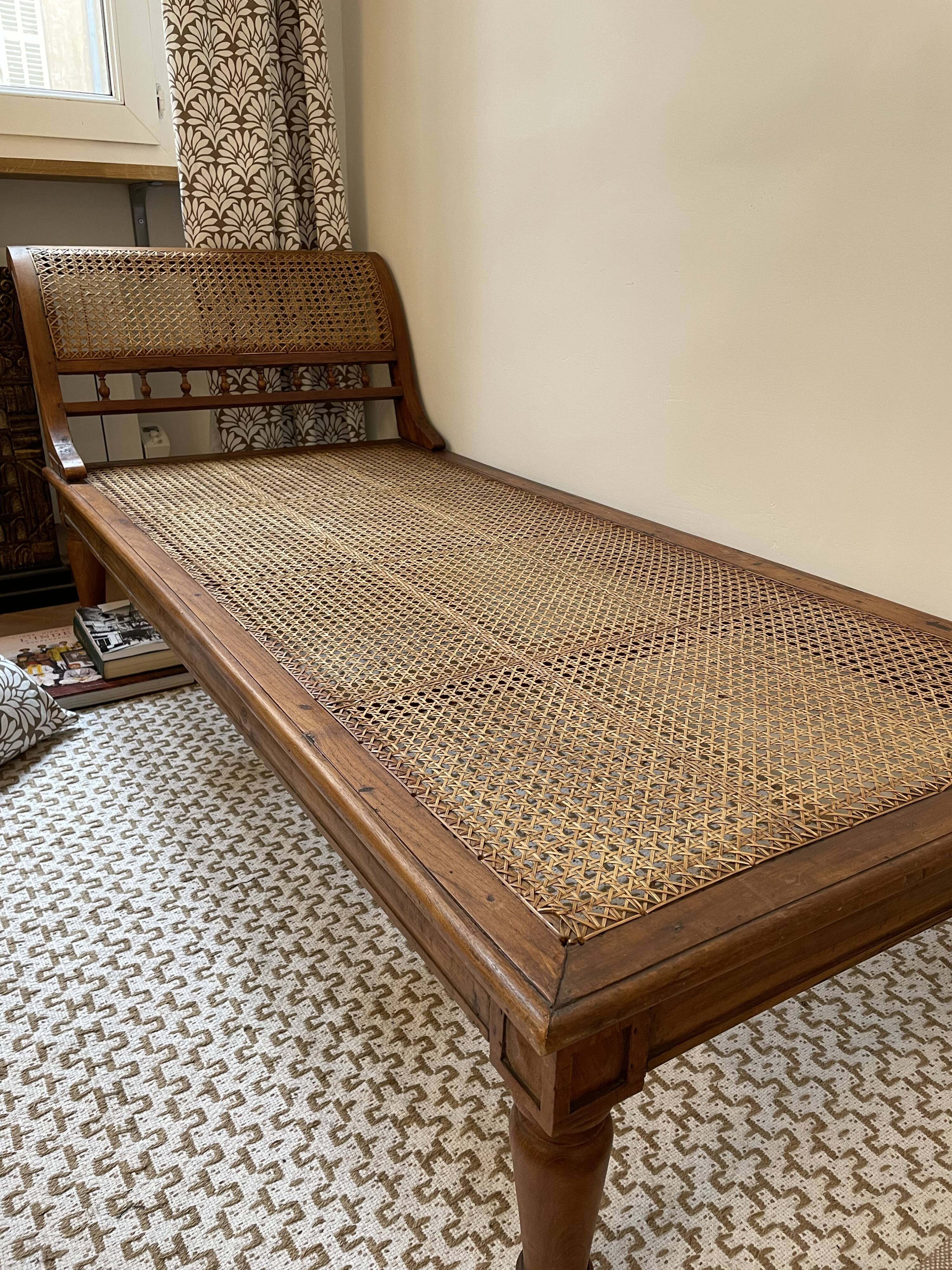 Indonesian daybed, canework and Java teak