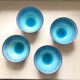 4 Bols en grès japonais émaillé turquoise Neufs