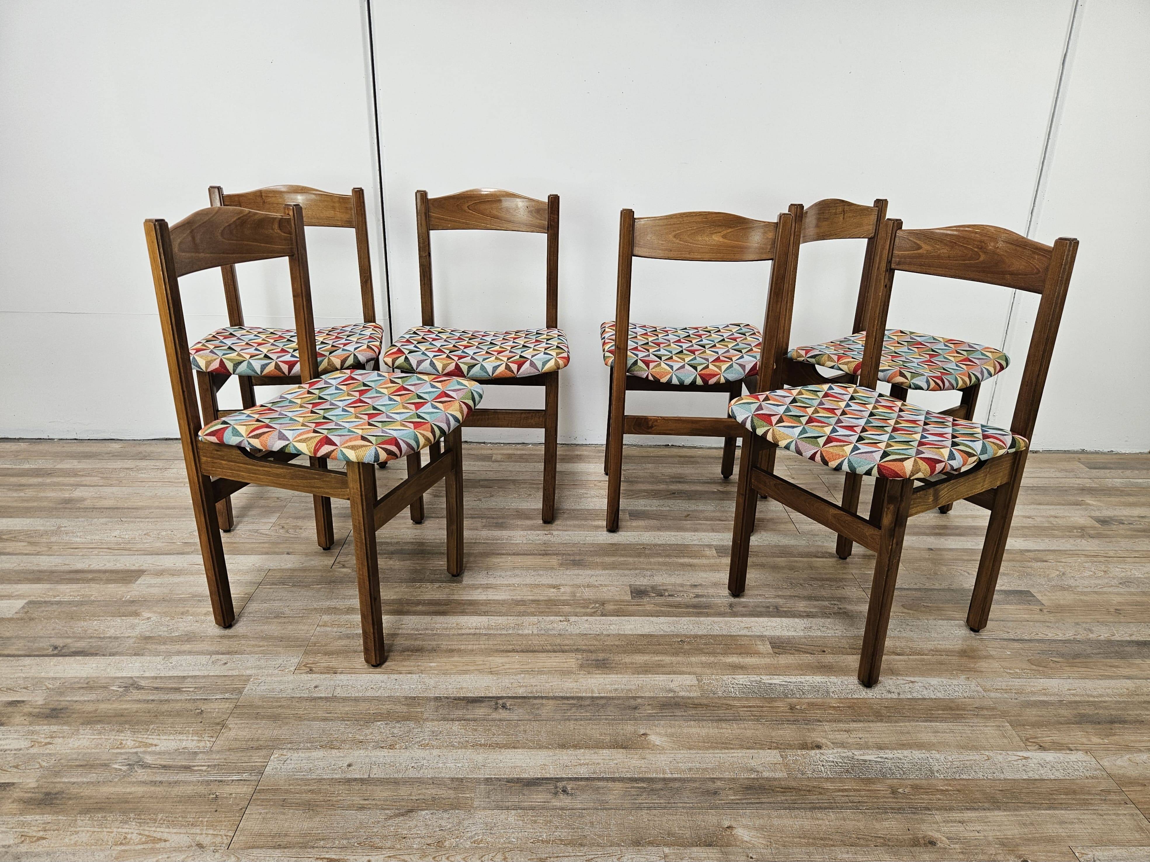 Chaises de salle à manger en hêtre des années 1950 avec assise géométrique