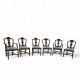 6 x English mahogany Hepplewhite chairs / 1920s