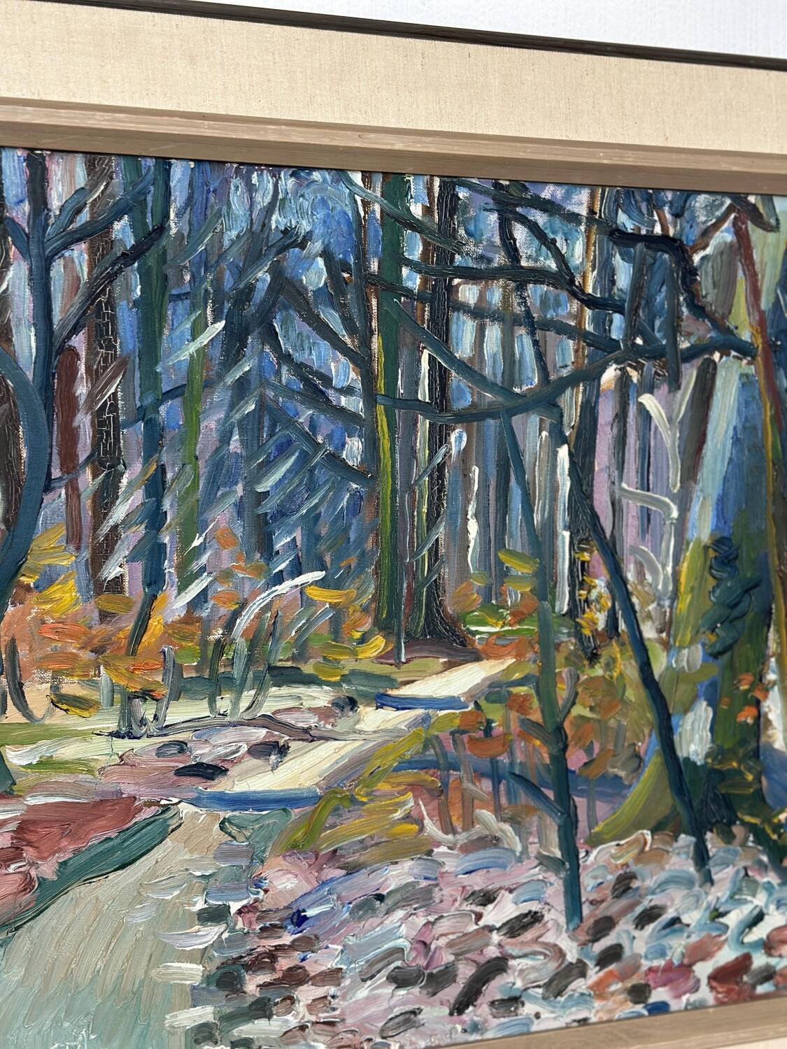 Swedish Oil on Canvas – “Forest” by Eyvind Olesen – Dated 1957