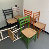 6 Italian chairs from the 60s solid beech and rope