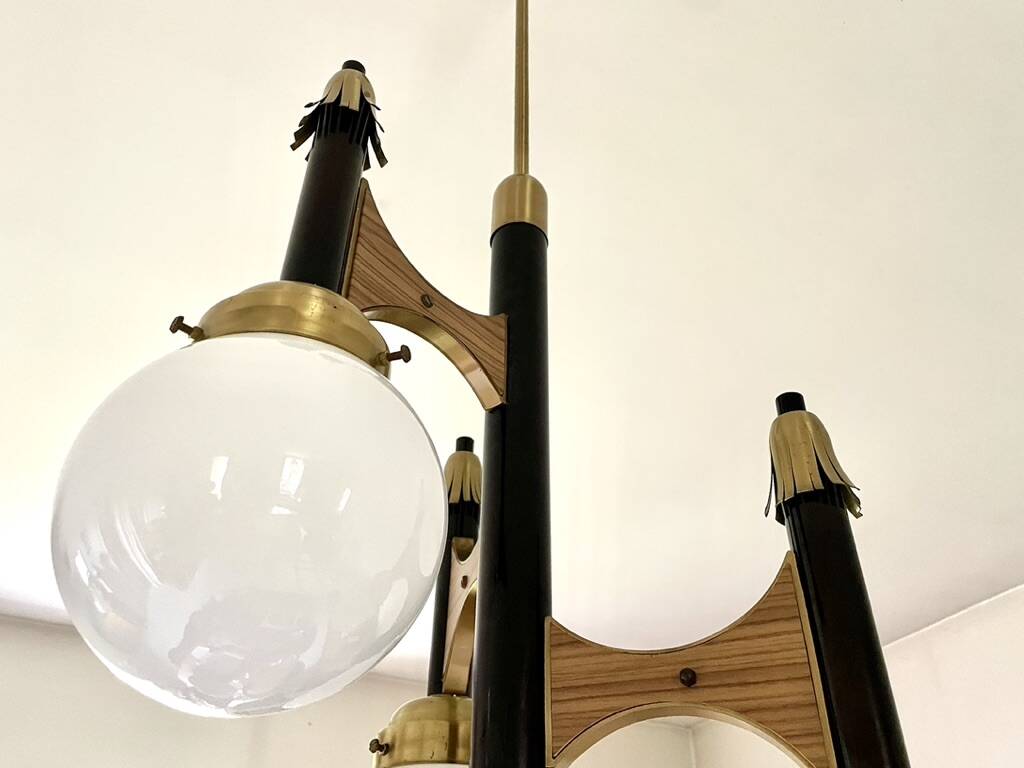 Lustre cascade de 3 globes Targetti 1950