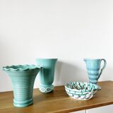 Vintage ceramic ribbed corolla vase