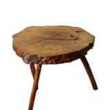 Side table, low brutalist made from tree stump.