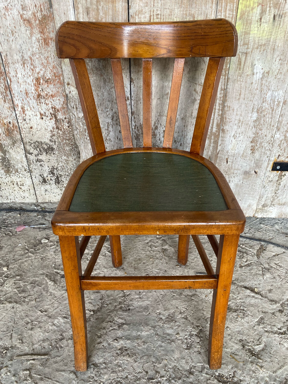Vintage BAUMANN Mado Wood Bistro Chair with Green Seat