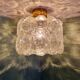 Brass and textured transparent glass ceiling light, Limburg, 1970