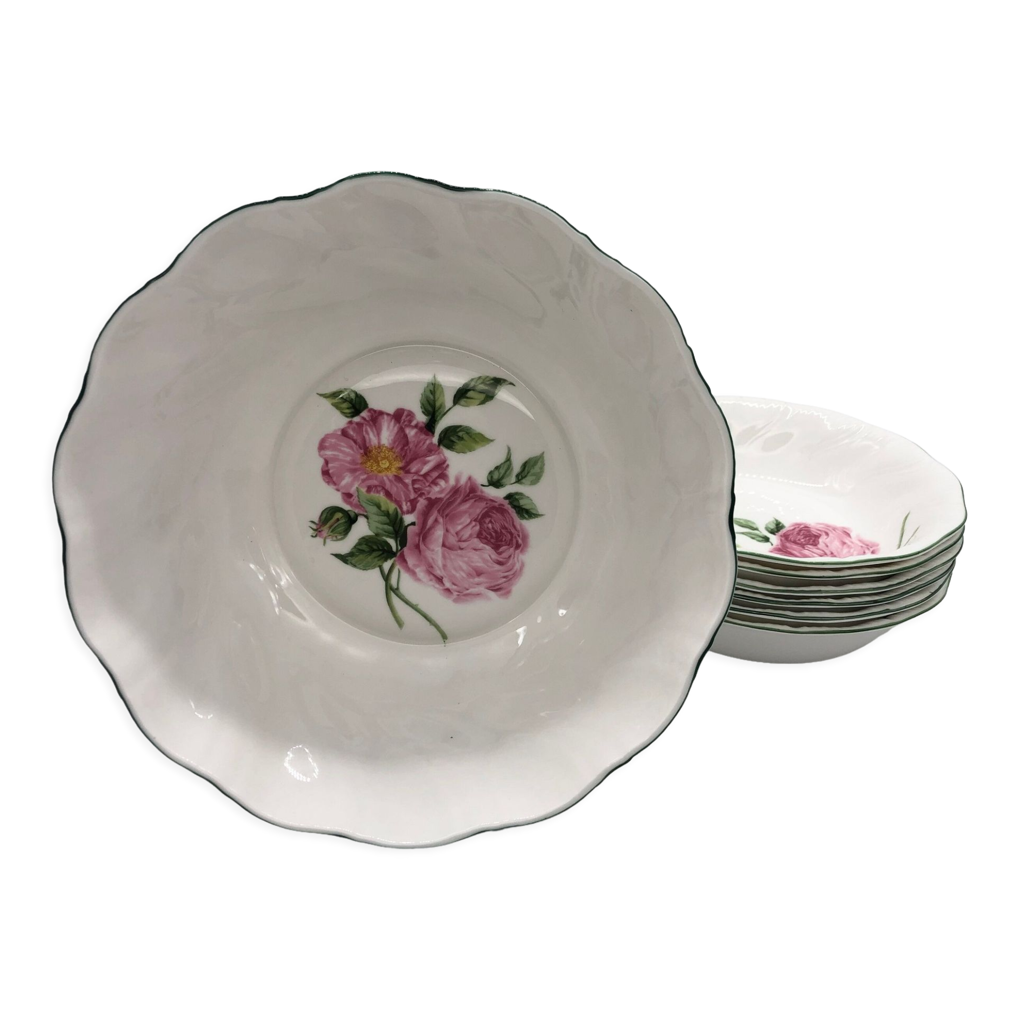 6 dessert & ice bowls with serving dish "the national trust – england"