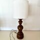 Turned wood and velvet lamp