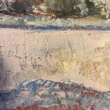 Tableau ancien, paysage urbain, années 70