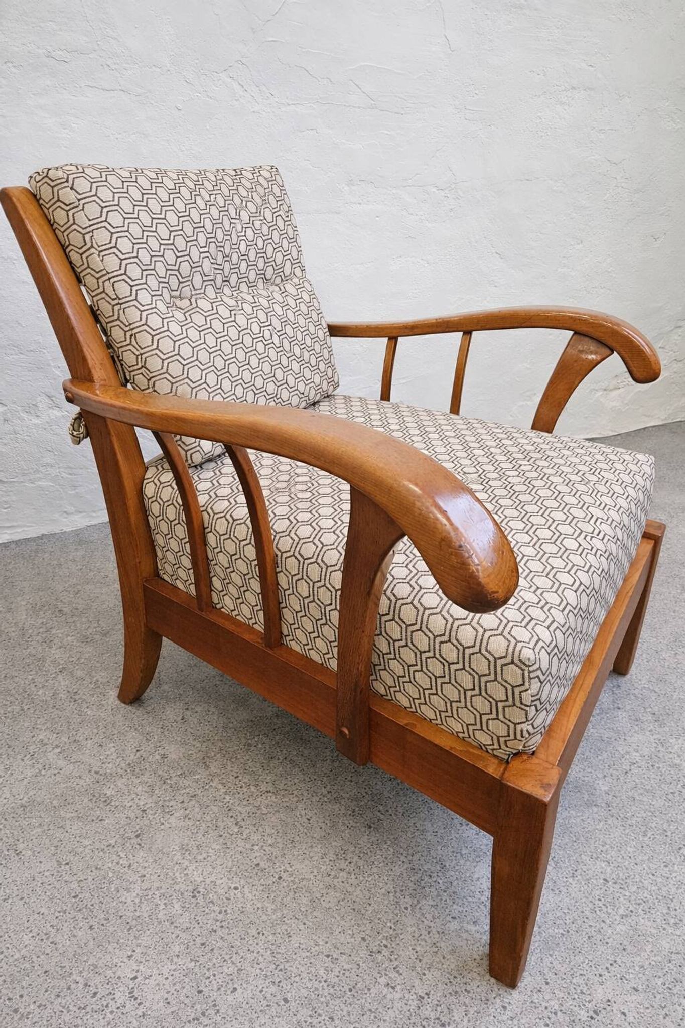 Pair of solid cherry wood armchairs, Austria 1940s
