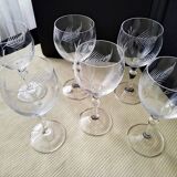 6 Verres à pied en cristallin Décor meulé