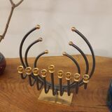 Menorah Hanoukia gold and silver plated, made in Israel by Karshi, 1970