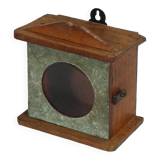 Small old wall display case clock box patina original india