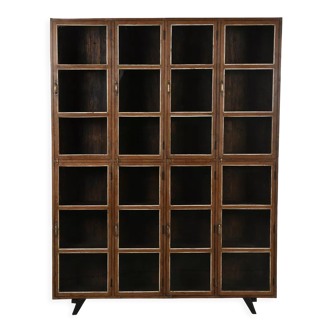 Wooden display case with 24 lockers