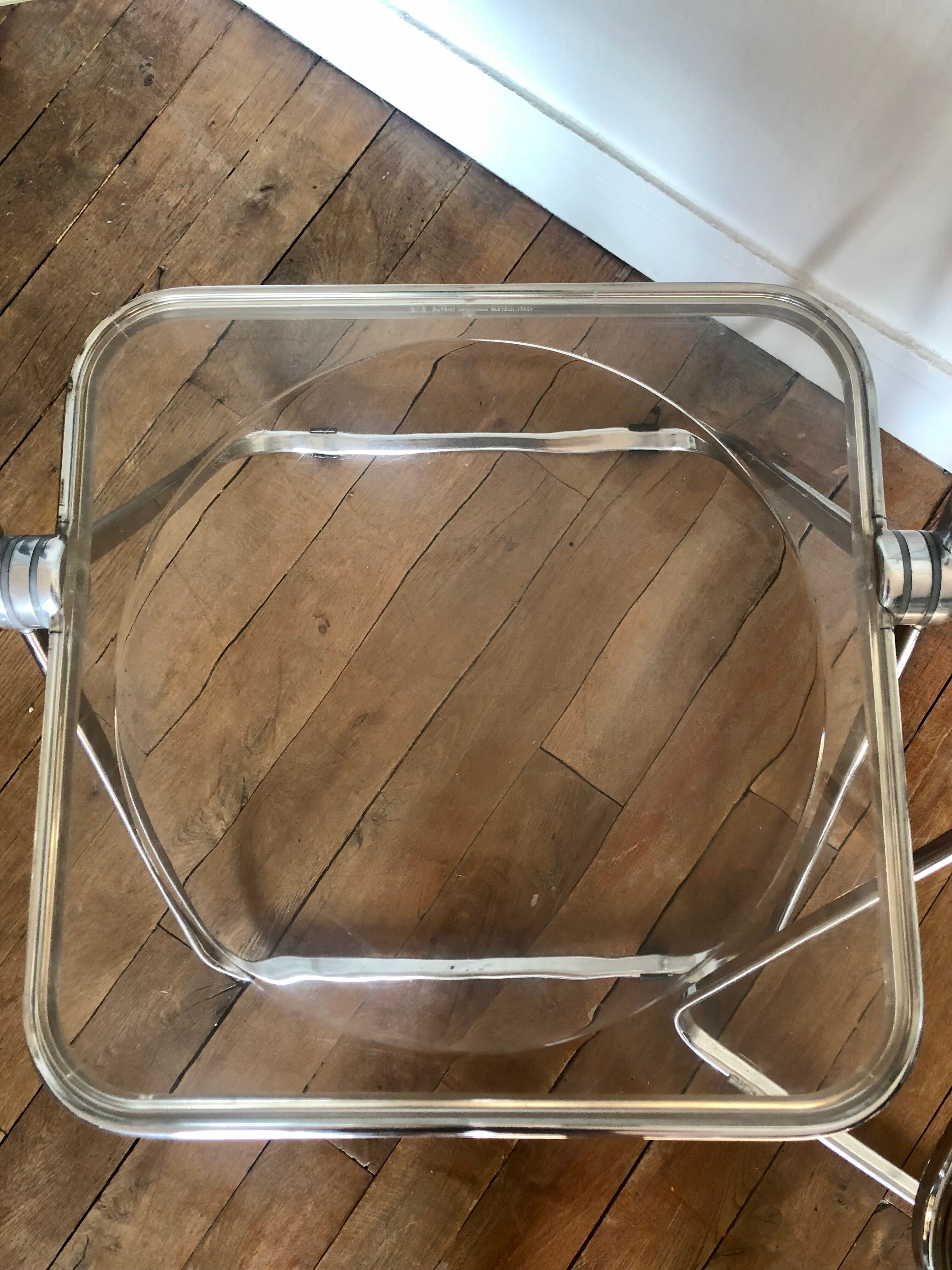 Three folding chairs Plia, Giancarlo Piretti for Castelli