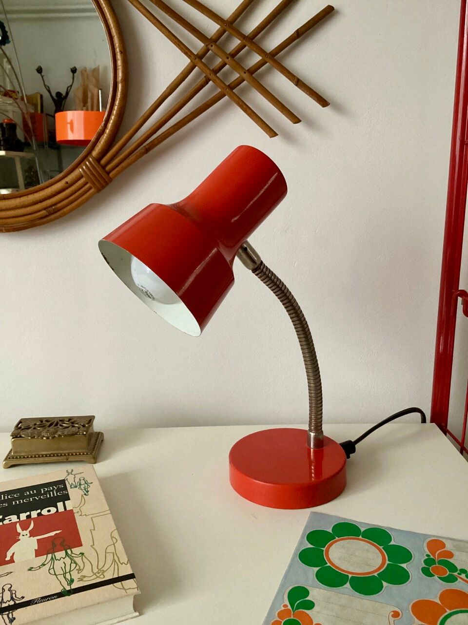 Red desk lamp