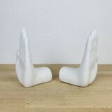 Pair of white ceramic hand bookends
