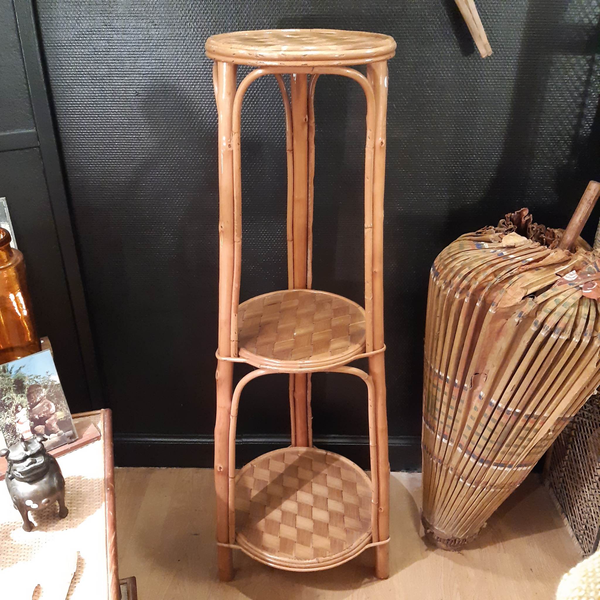 Rattan side table