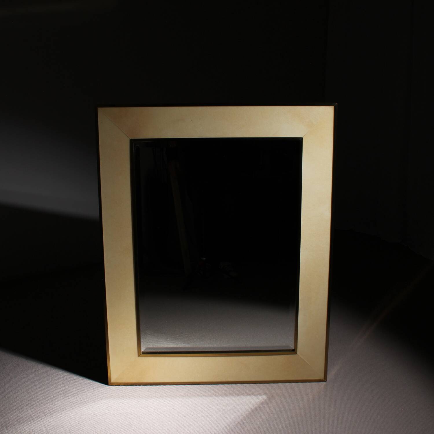 Lacquered Goatskin Parchment Wall Mirror by Aldo Tura | Italy 1970s