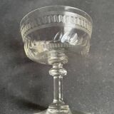 6 champagne glasses in blown, cut and guilloché crystal – Art Deco