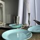 Set of 6 vintage turquoise blue dessert plates D18