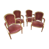 Fauteuils bergères en bois doré style louis xv  x 4