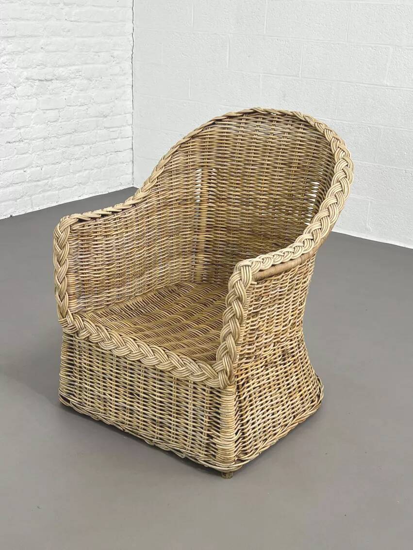 Fauteuil cabriolet en rotin et osier