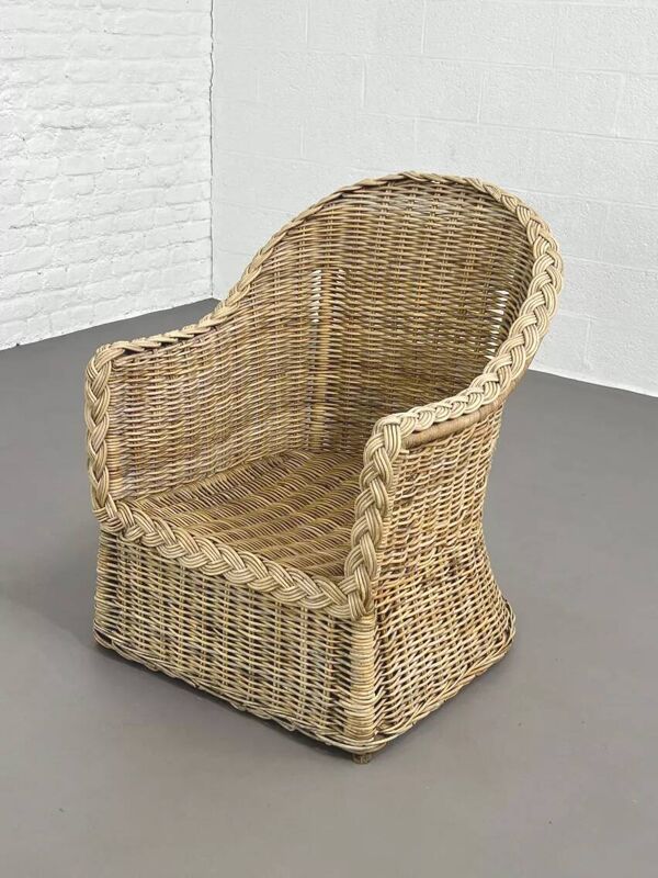 Fauteuil cabriolet en rotin et osier