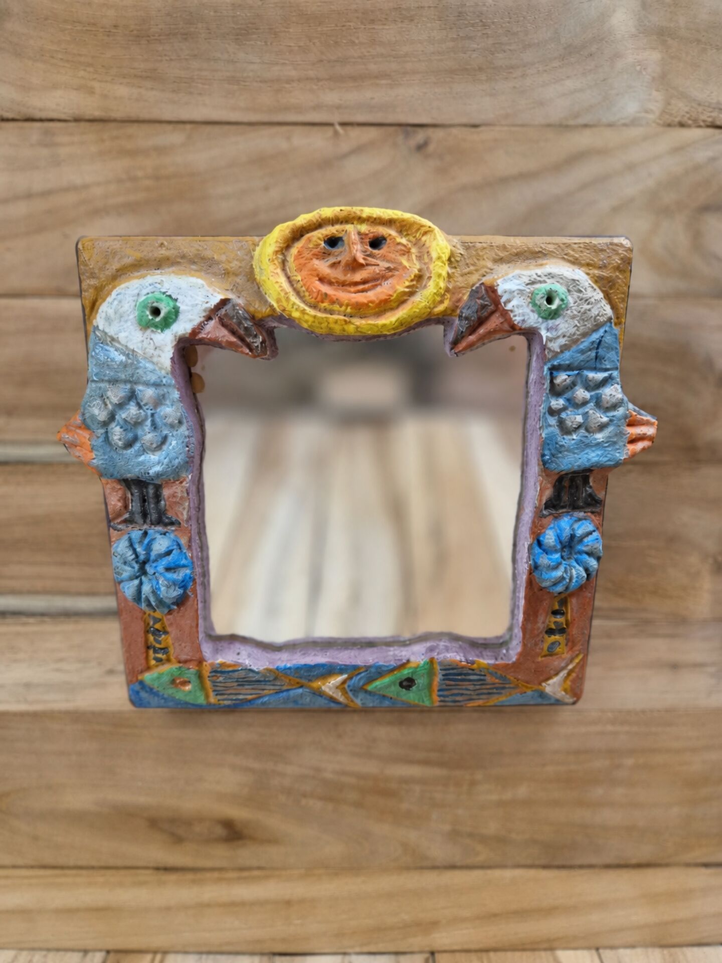 Rare wall mirror signed Les Argonautes, Vallauris.
