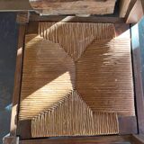 Antique oak straw chairs with high backs