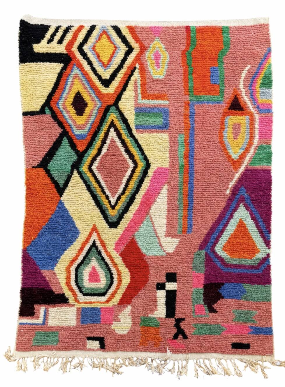 Berber Boujad rug in wool – A graphic and colourful piece