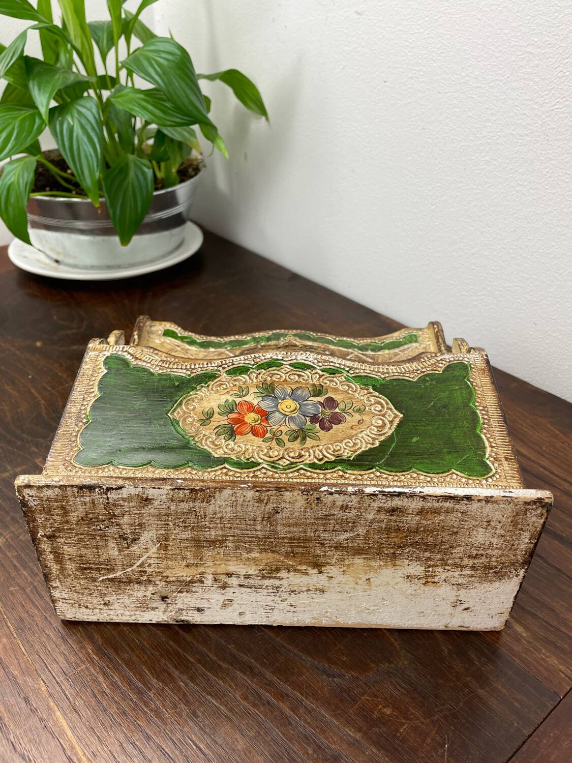 Wooden Florentine mail letter holder