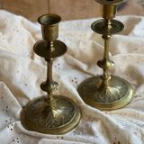 Solid brass candle holder with engraved patterns