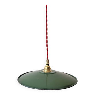 Green enameled sheet metal pendant light