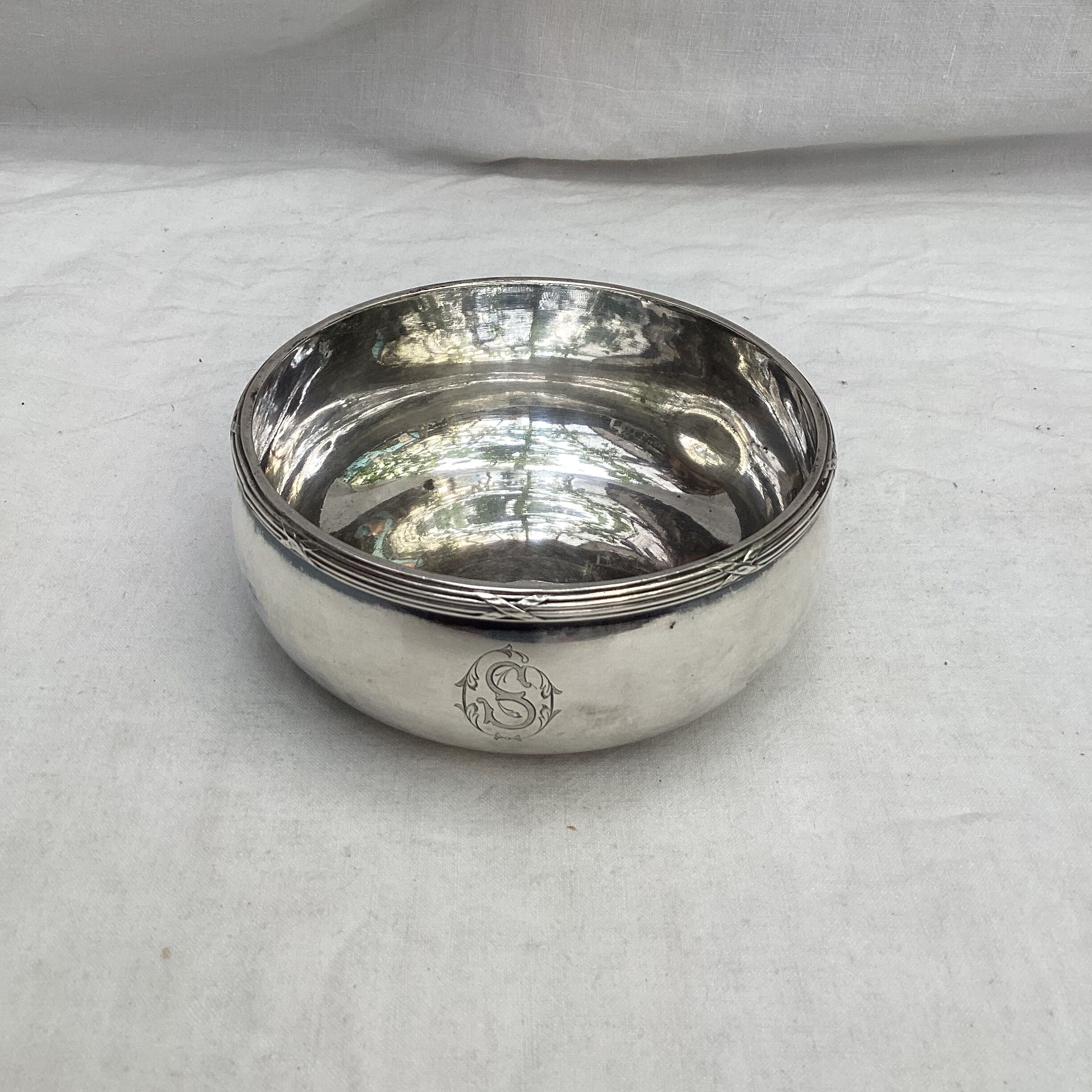 Old white silver metal cup Christofle numbered dimension