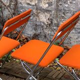 Framar folding chairs orange felt 1970