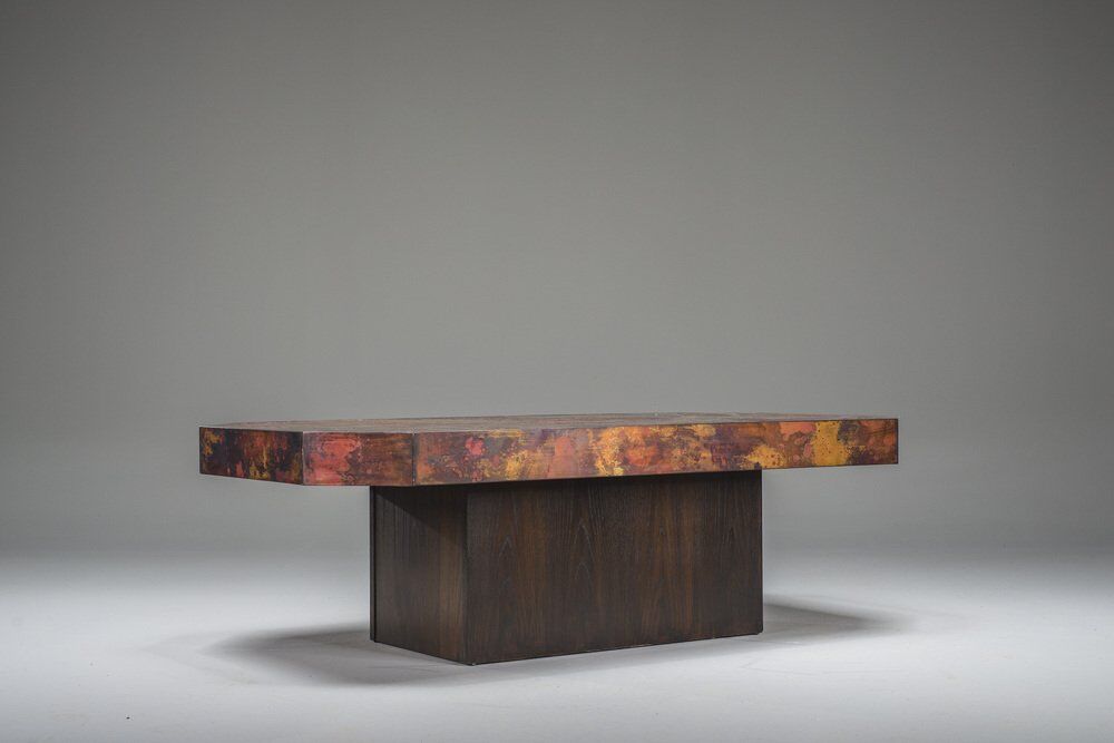 Vintage copper coffee table by Bernhard Rohne, 1970s