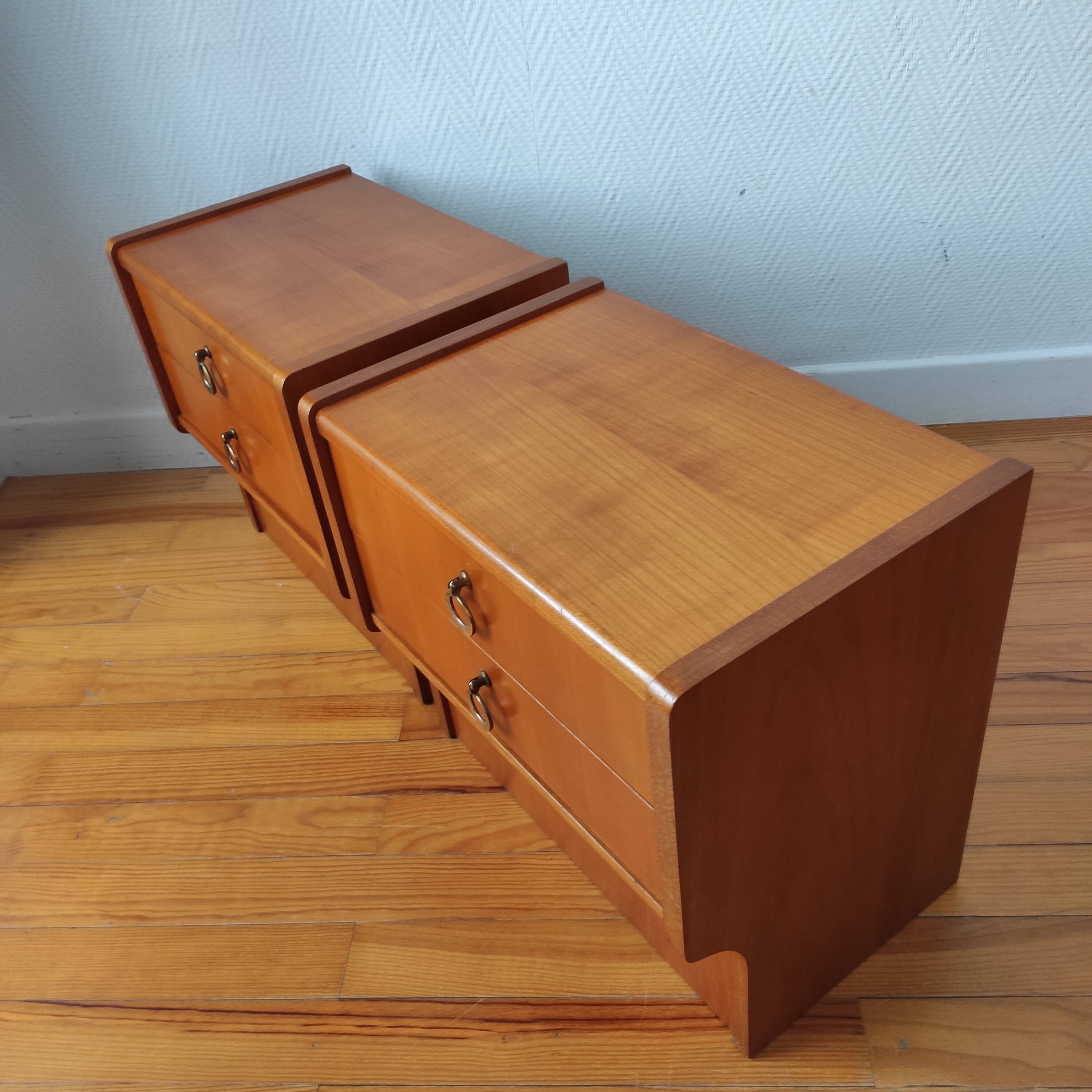 Pair of vintage Scandinavian bedside tables 1970