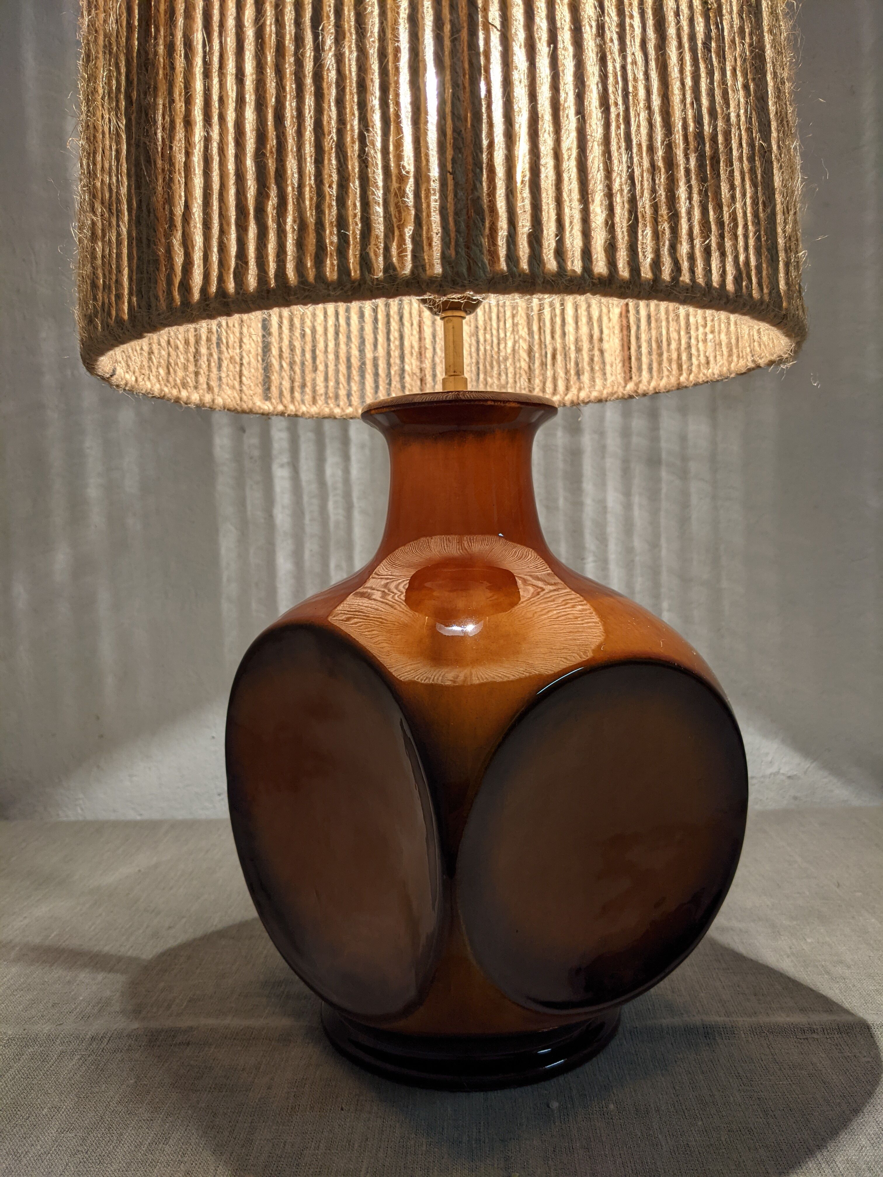 Vintage ceramic lamp and jute rope