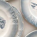 6 assiettes à dessert anciennes en faïence "Marine" Orchies