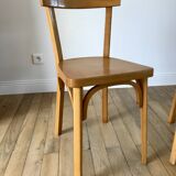 Set of 4 baumann bistro chairs in blond wood / honey stamped 40-50 years